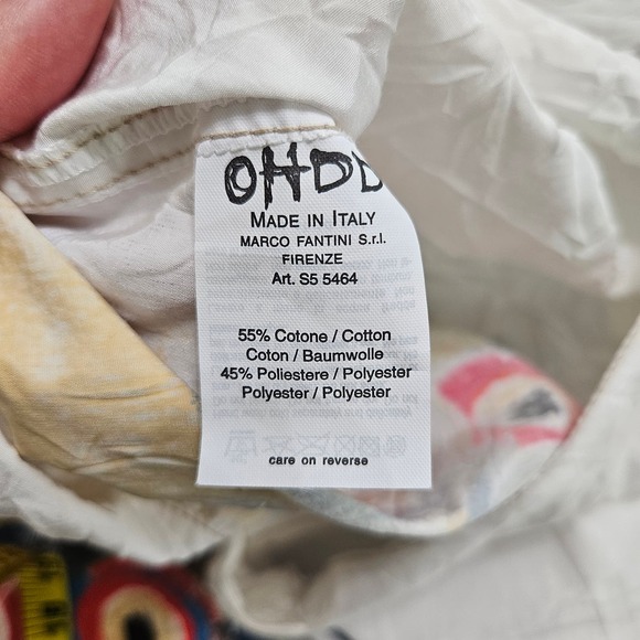 OHDD Save the Queen White Abstract Artsy Boho Chic Straight Leg Crop Pant Sz M - Picture 12 of 13